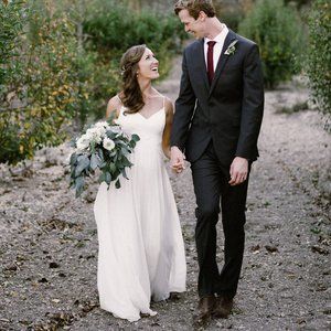 Ruched Bodice Chiffon A-Line Ivory Wedding Dress